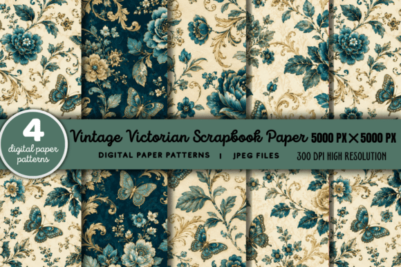 Download Vintage Victorian Scrapbook Pattern 8 - Premium Bundle