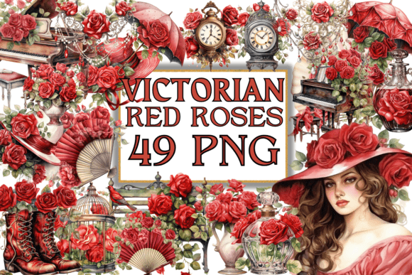 Download Vintage Victorian Red Roses Clipart - Premium Resources
